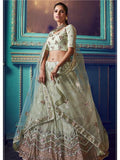 Myra Green Heavy Embroidered Net Lehenga