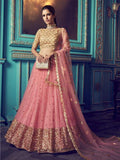 Myra Pink Heavy Embroidered Net Lehenga