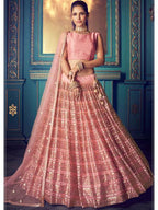 Myra Pink Heavy Embroidered Net Lehenga