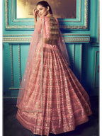Myra Pink Heavy Embroidered Net Lehenga