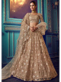 Myra Beige Heavy Embroidered Net Lehenga