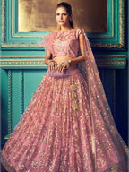 Myra Purpul Heavy Embroidered Net Lehenga
