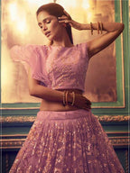 Myra Purpul Heavy Embroidered Net Lehenga