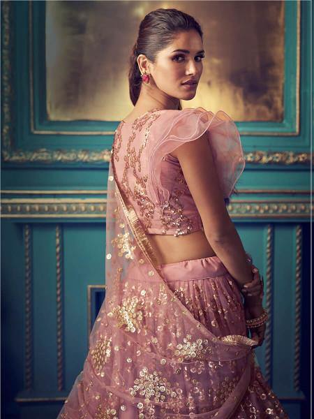 Myra Purpul Heavy Embroidered Net Lehenga