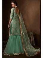 Myra Green Soft Net Gharara Suit