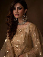 Myra Beige Soft Net Gharara Suit