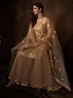 Myra Beige Soft Net Gharara Suit