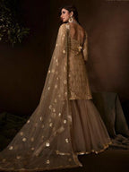 Myra Beige Soft Net Gharara Suit