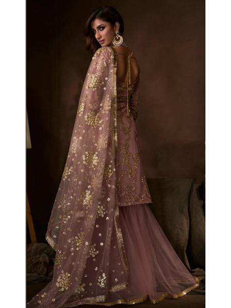 Myra Purple Soft Net Gharara Suit
