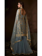 Myra Grey Soft Net Gharara Suit