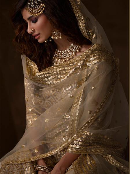 Myra Dusky Beige Soft Net Gharara Suit
