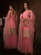 Myra Pink Soft Net Gharara Suit