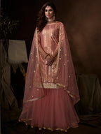 Myra Pink Soft Net Gharara Suit