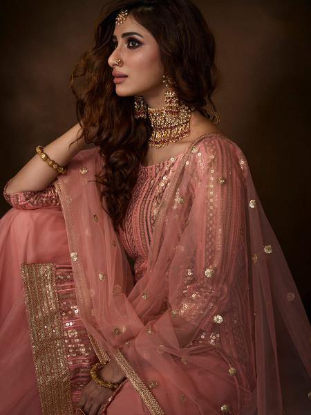 Myra Pink Soft Net Gharara Suit