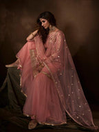 Myra Pink Soft Net Gharara Suit