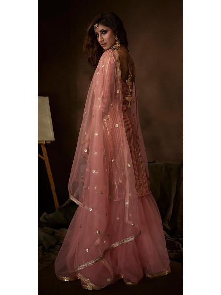 Myra Pink Soft Net Gharara Suit