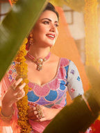 Myra Grey and Pure Organza Embroidered Lehenga