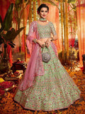 Myra Green and Pure Organza Embroidered Lehenga
