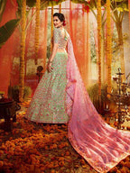 Myra Green and Pure Organza Embroidered Lehenga