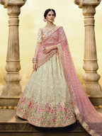 Myra White Heavy Embroidered Georgette Lehenga