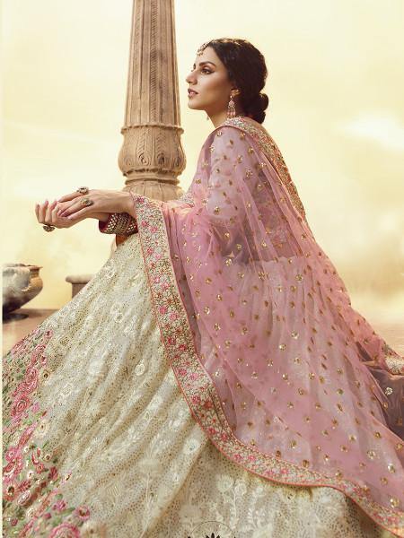 Myra White Heavy Embroidered Georgette Lehenga