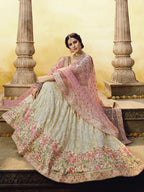 Myra White Heavy Embroidered Georgette Lehenga