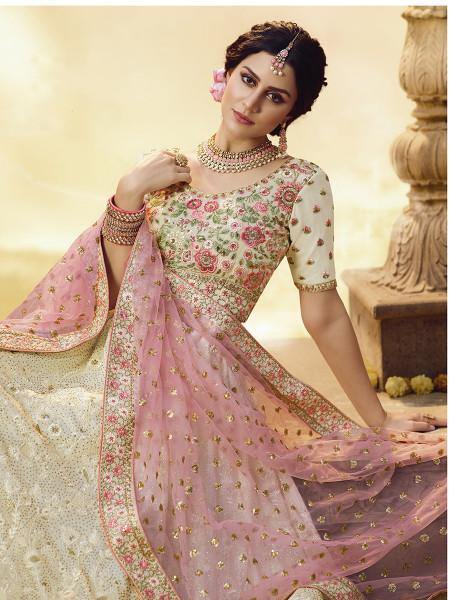 Myra White Heavy Embroidered Georgette Lehenga