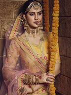 Myra Yellow Heavy Embroidered Organza Lehenga