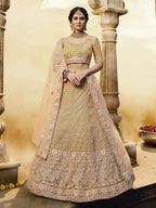 Myra Golden Heavy Embroidered Georgette Lehenga