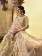 Myra Golden Heavy Embroidered Georgette Lehenga