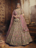 Myra Light Brown Heavy Embroidered Georgette Lehenga