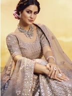 Myra Onion Heavy Embroidered crepe Lehenga