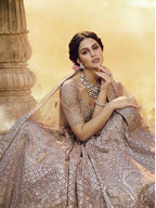 Myra Onion Heavy Embroidered crepe Lehenga