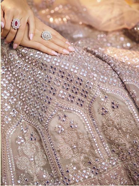 Myra Onion Heavy Embroidered crepe Lehenga