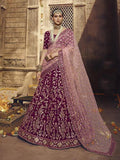 Myra Wine Heavy Embroidered Georgette Lehenga
