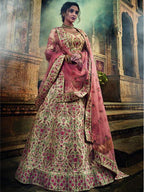 Myra Jute White Art Silk Embroidered Lehenga