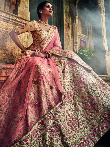 Myra Jute White Art Silk Embroidered Lehenga