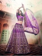 Myra Wine Art Silk Embroidered Lehenga