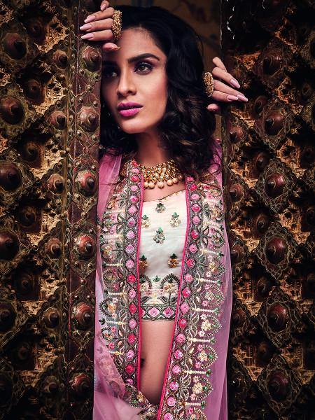 Myra Off White Organza Heavy Embroidered Lehenga