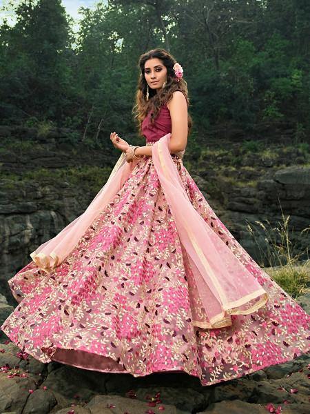 Myra Magenta Pink Embroiderd Net Lehenga Choli