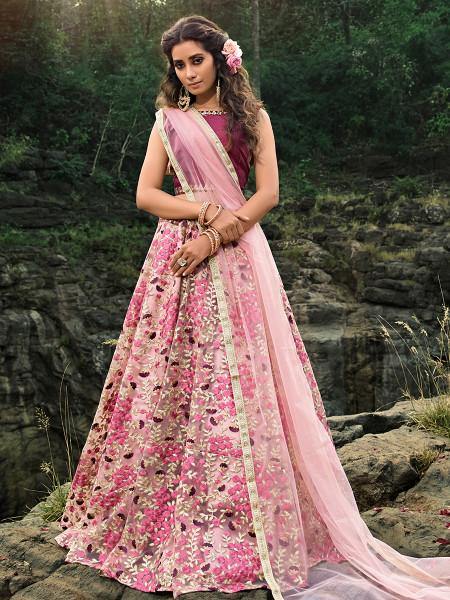 Myra Magenta Pink Embroiderd Net Lehenga Choli