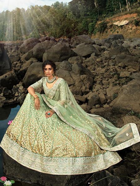 Myra Pastel Green Art Silk Lehenga