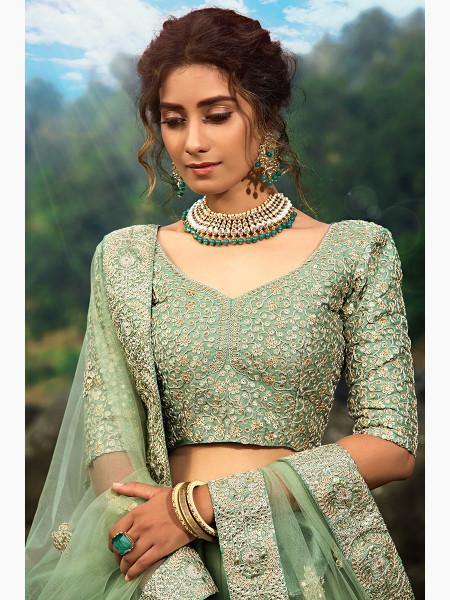 Myra Pastel Green Art Silk Lehenga