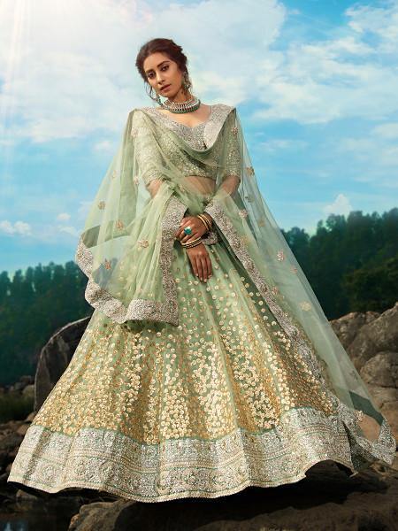 Myra Pastel Green Art Silk Lehenga