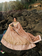 Myra Light Brown Art Silk Lehenga