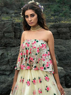 Myra Multi and Off White Net Heavy Embroidered Lehenga