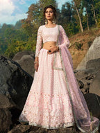 Myra Baby Pink Net Heavy Embroidered Lehenga