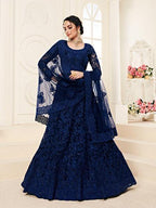 Myra Deep Blue Heavy Embroidered Net Lehenga