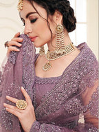 Myra Violet Heavy Embroidered Net Lehenga