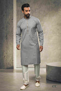 Raivat Ethnic Cotton Printed Work Kurta Pajama In Grey Colour